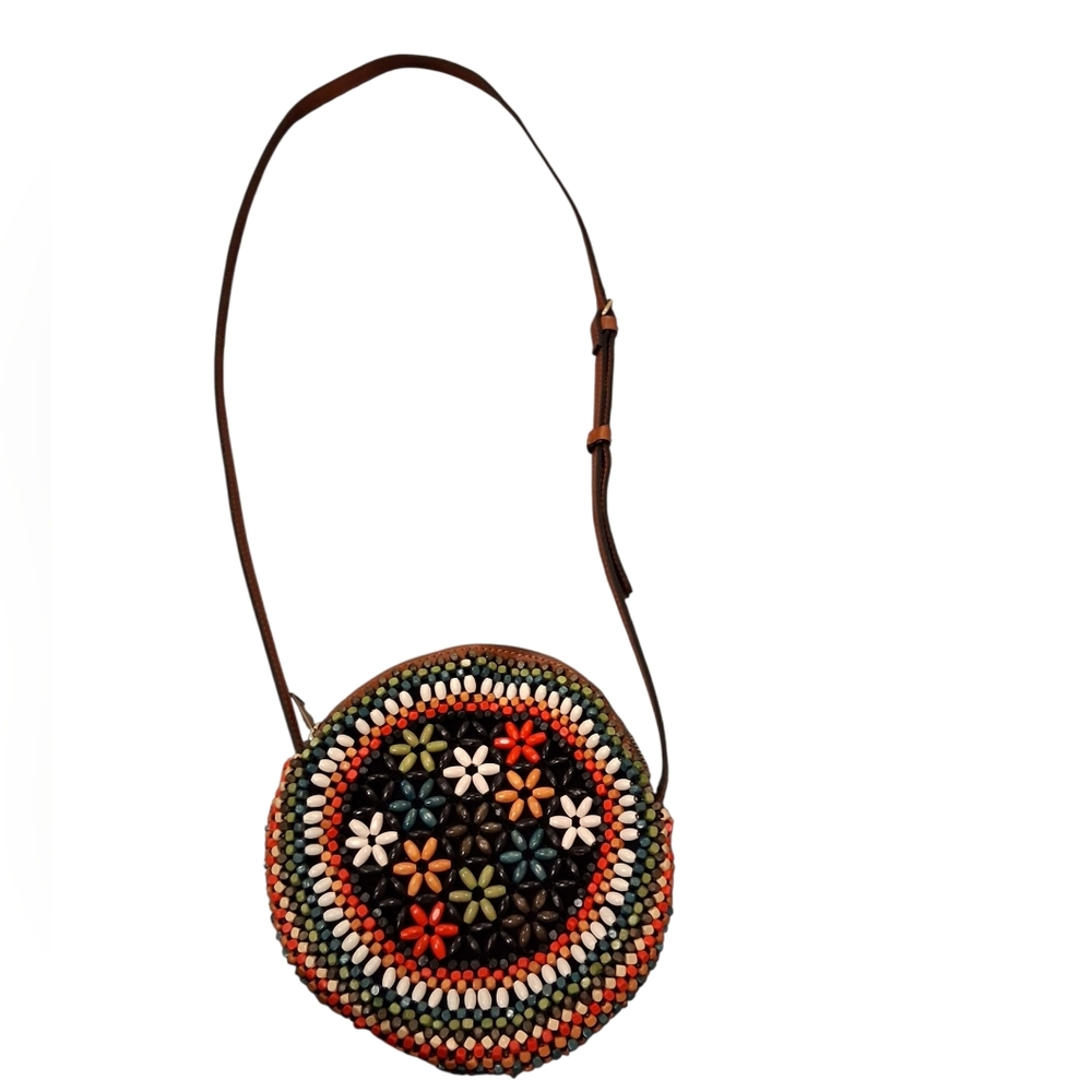 Patricia Nash Scafati Colorful Wooden Bead Canteen Crossbody Bag - Picture 7 of 9